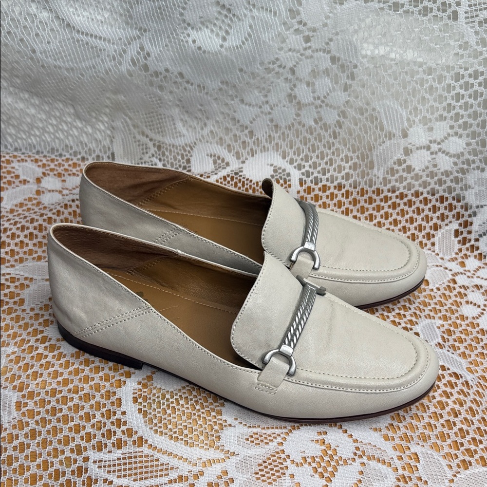 Patricia Nash Cream Loafers with Silver Accent